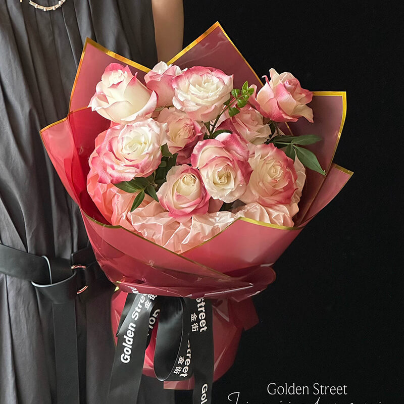 Gold Border Frosted Florist Paper, 22.5 x 22.5 Inch, 20 Sheets