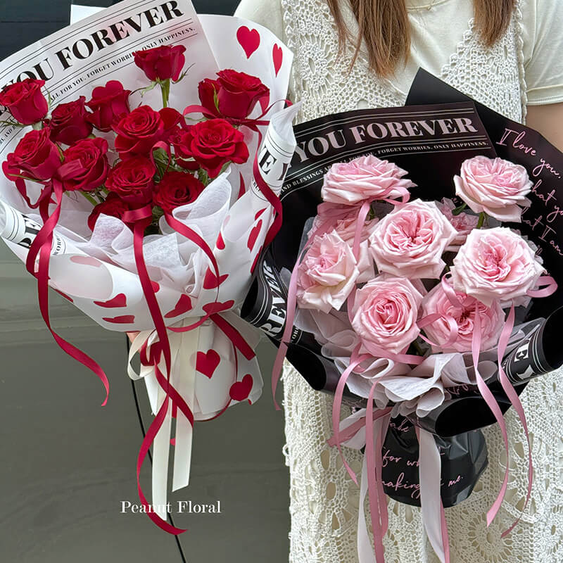 Emballage de papier fleuri pour la Saint-Valentin 