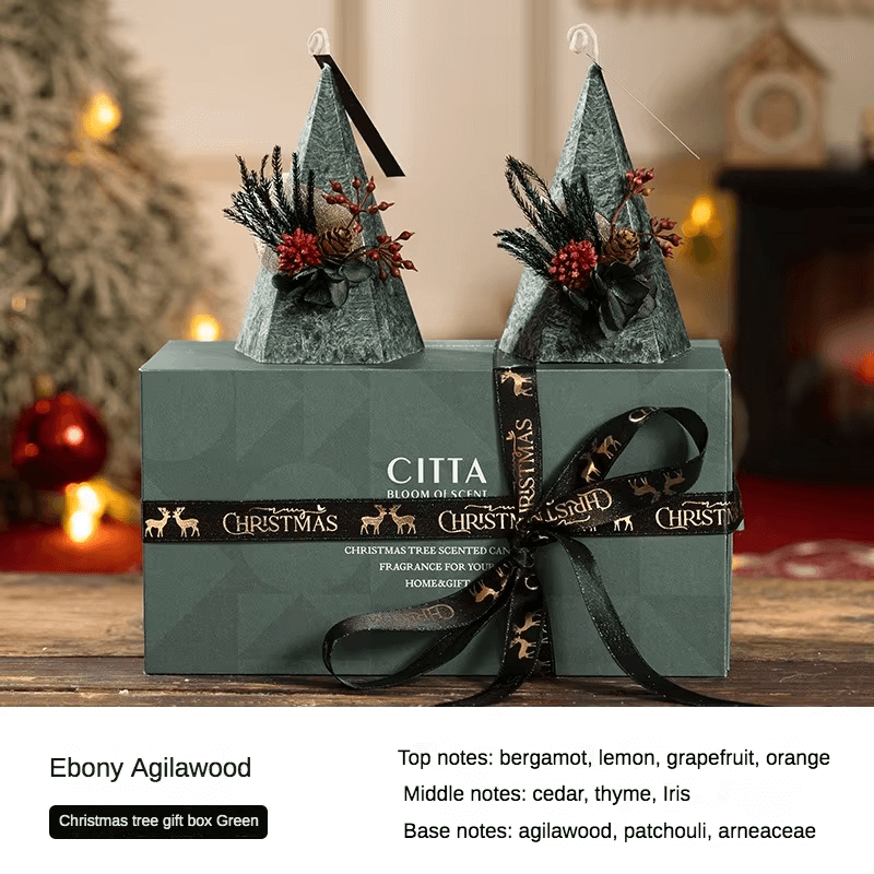 Christmas Tree Scented Candle Set With Box