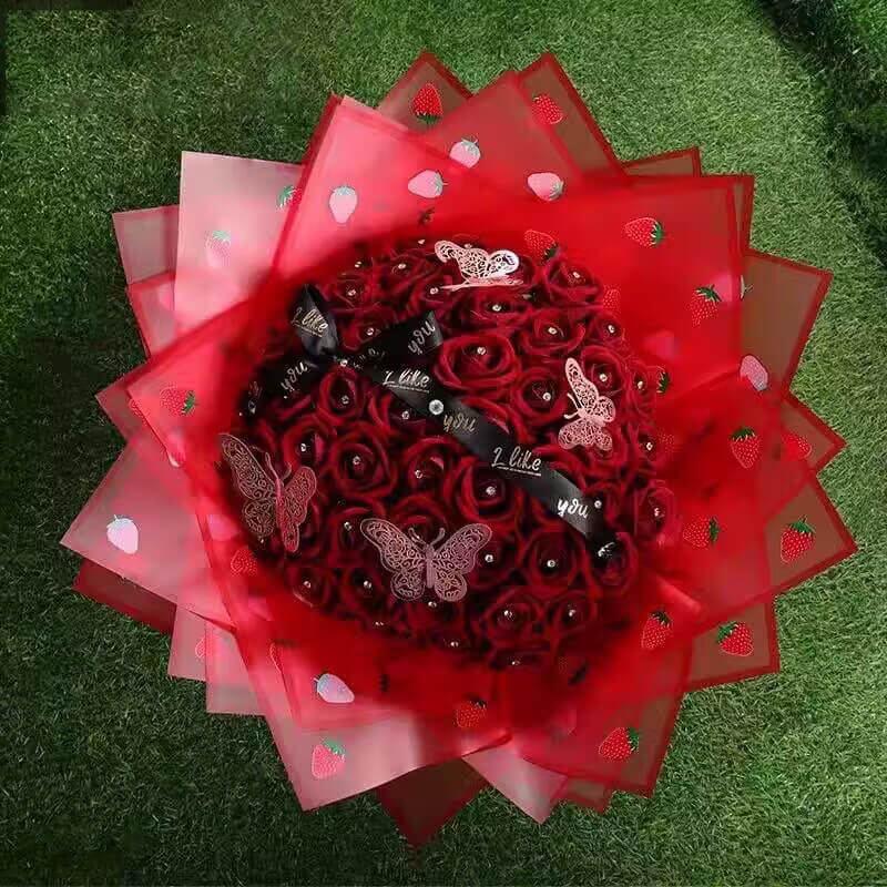 Caja de flores redonda de terciopelo 