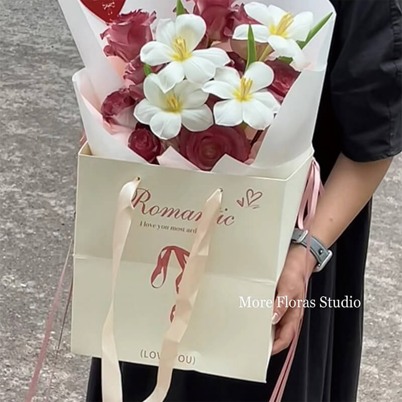 Bolsas de papel con una sola flor, 10 unidades