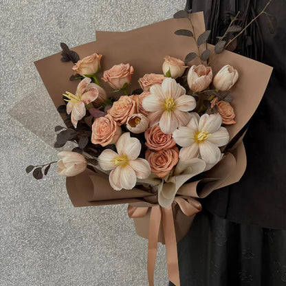 Brown Color Bouquet Wrapping Paper