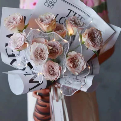 Gauze Flower Wrapping Paper Bouquet Mesh with Light Strip