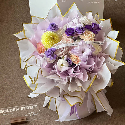 Gold Border Frosted Florist Paper, 22.5 x 22.5 Inch, 20 Sheets