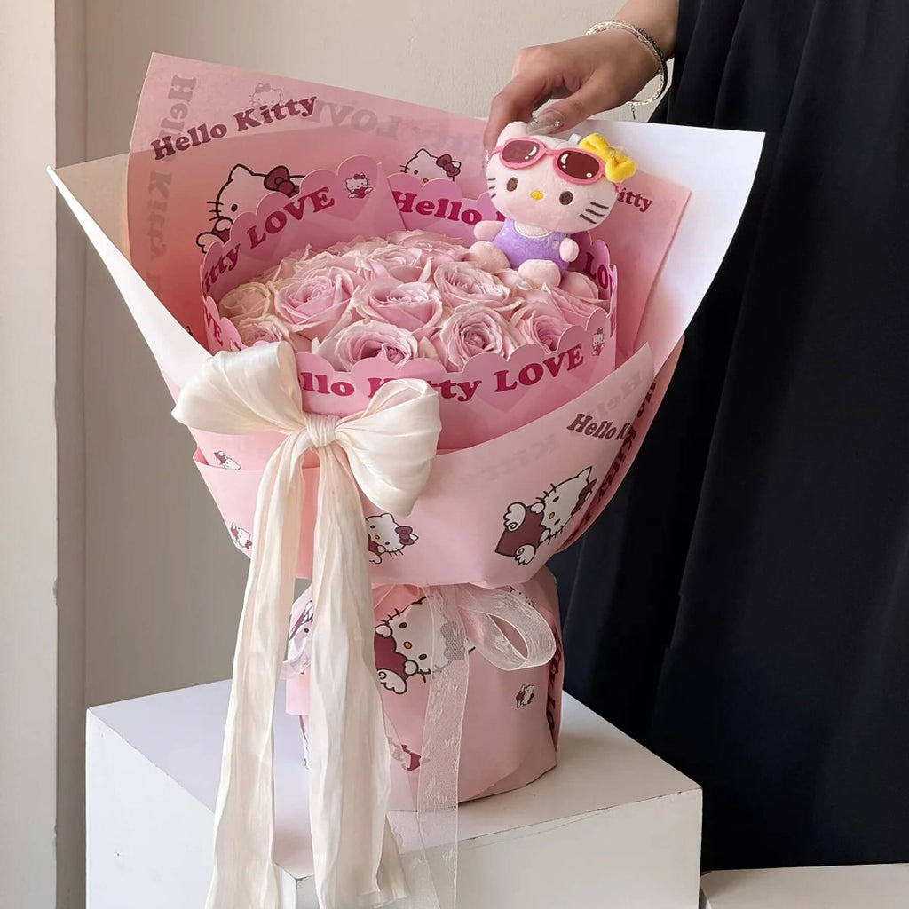 Caja de flores redonda de terciopelo 