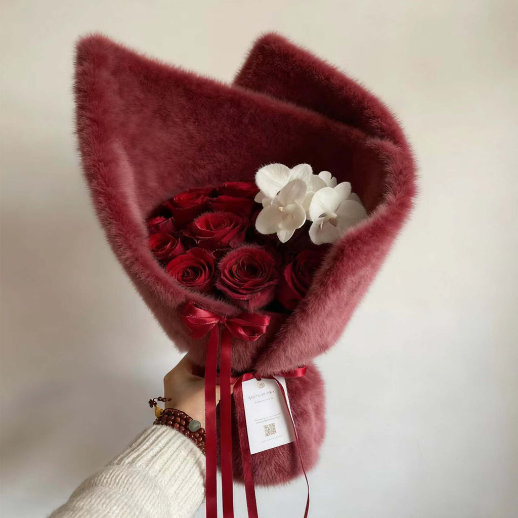 Boîte à fleurs ronde en velours 