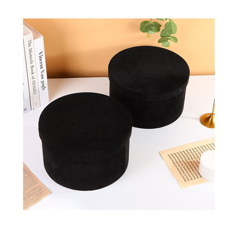 Round Velvet Flower Hat Box