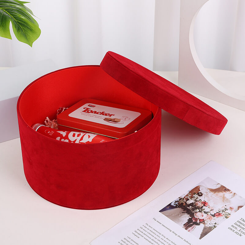 Boîte à fleurs ronde en velours 