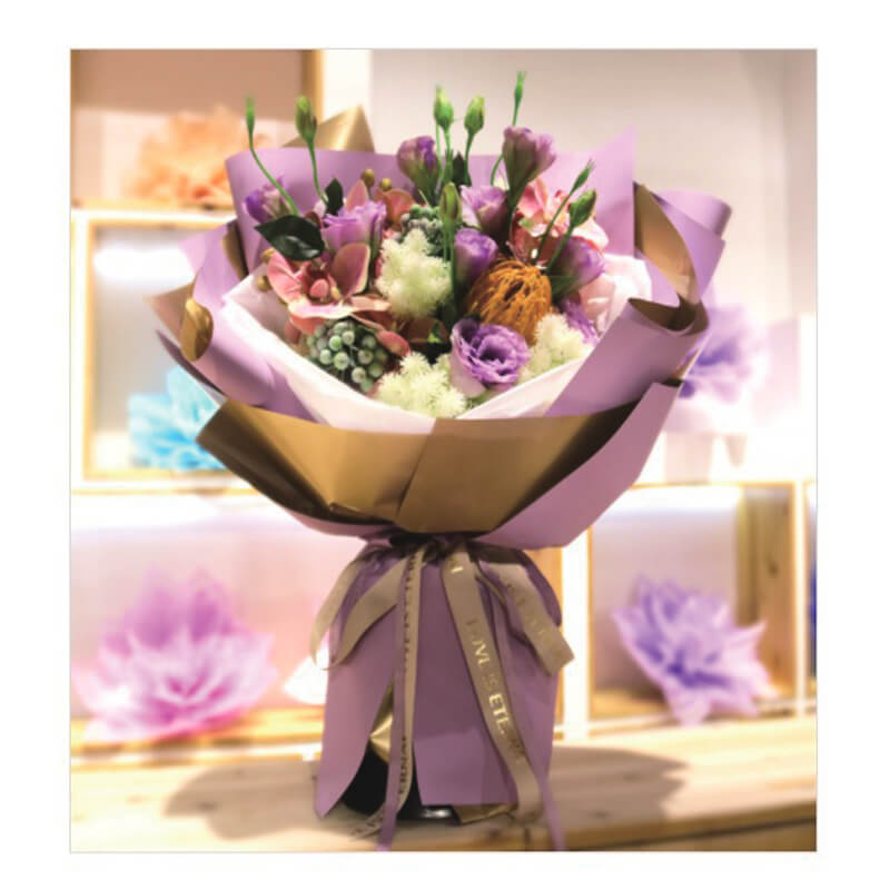 Gold Flower Bouquet Wrapping Paper, 24x24 Inch, 20 Sheets