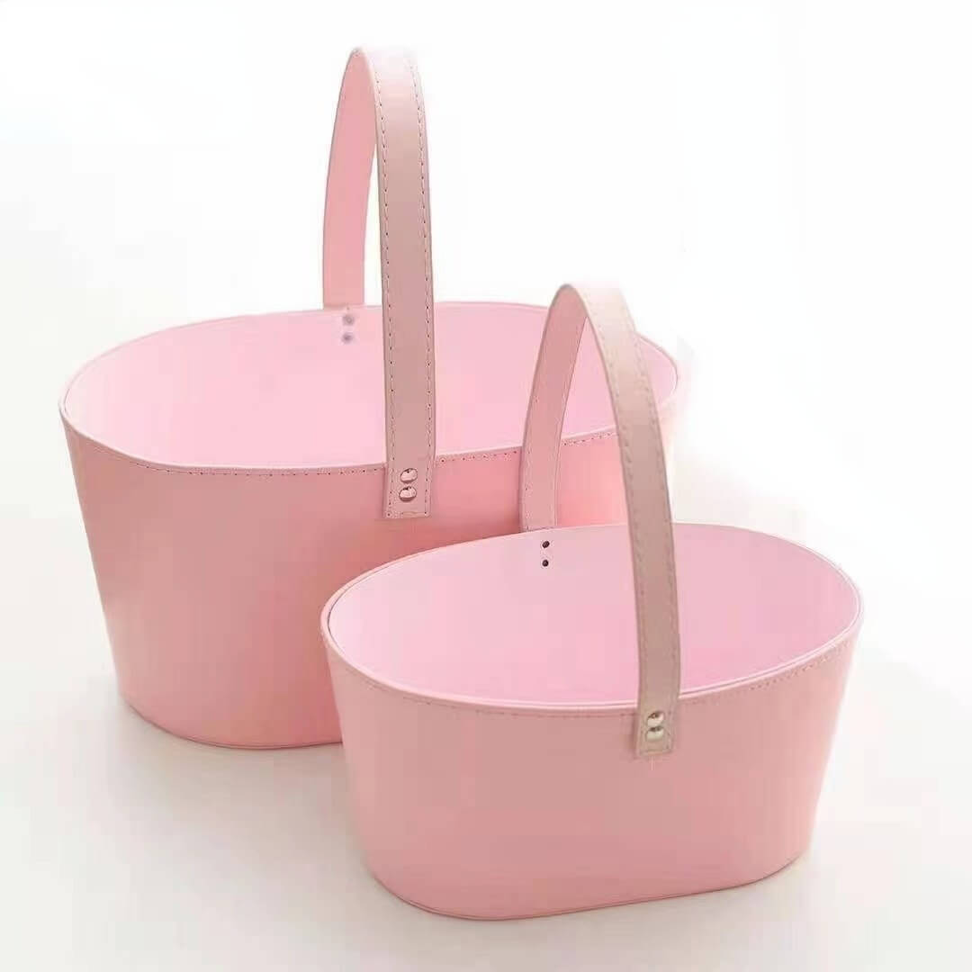 Portable Flower Basket Leather Flower Box