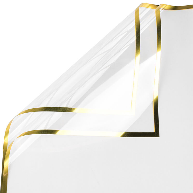 Gold Border Frosted Florist Paper, 22.5 x 22.5 Inch, 20 Sheets