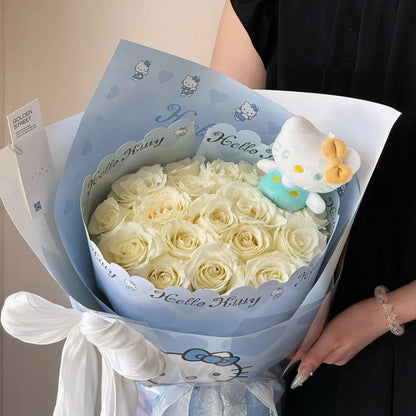 Caja de flores redonda de terciopelo 