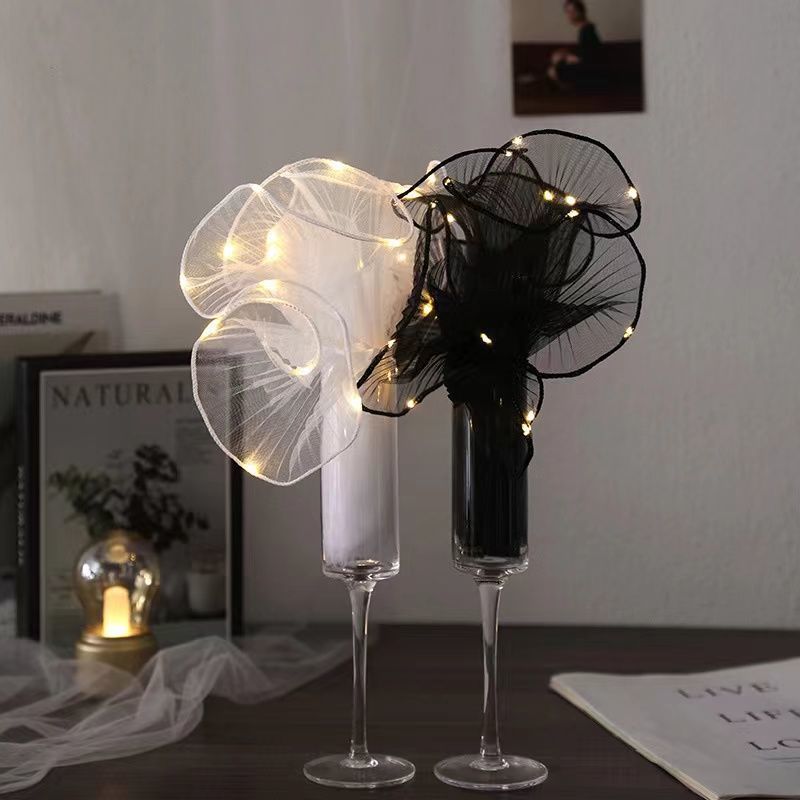 Gauze Flower Wrapping Paper Bouquet Mesh with Light Strip