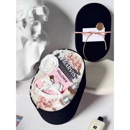 Boîte à fleurs ronde en velours 