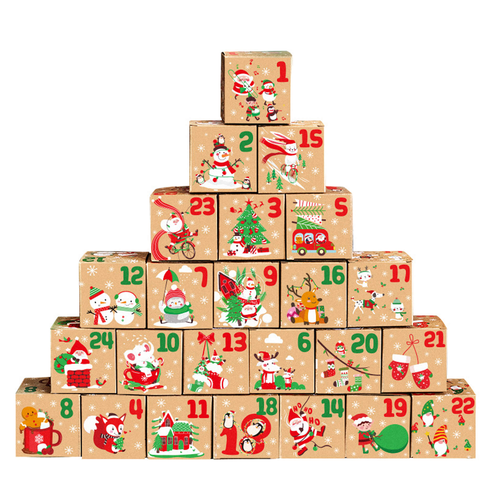 Christmas Advent Calendar Candy Box Party Gift Wrapping Paper Box ...