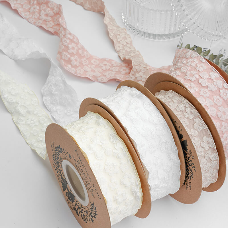 Embossed Flower Ribbon, 10 Yards