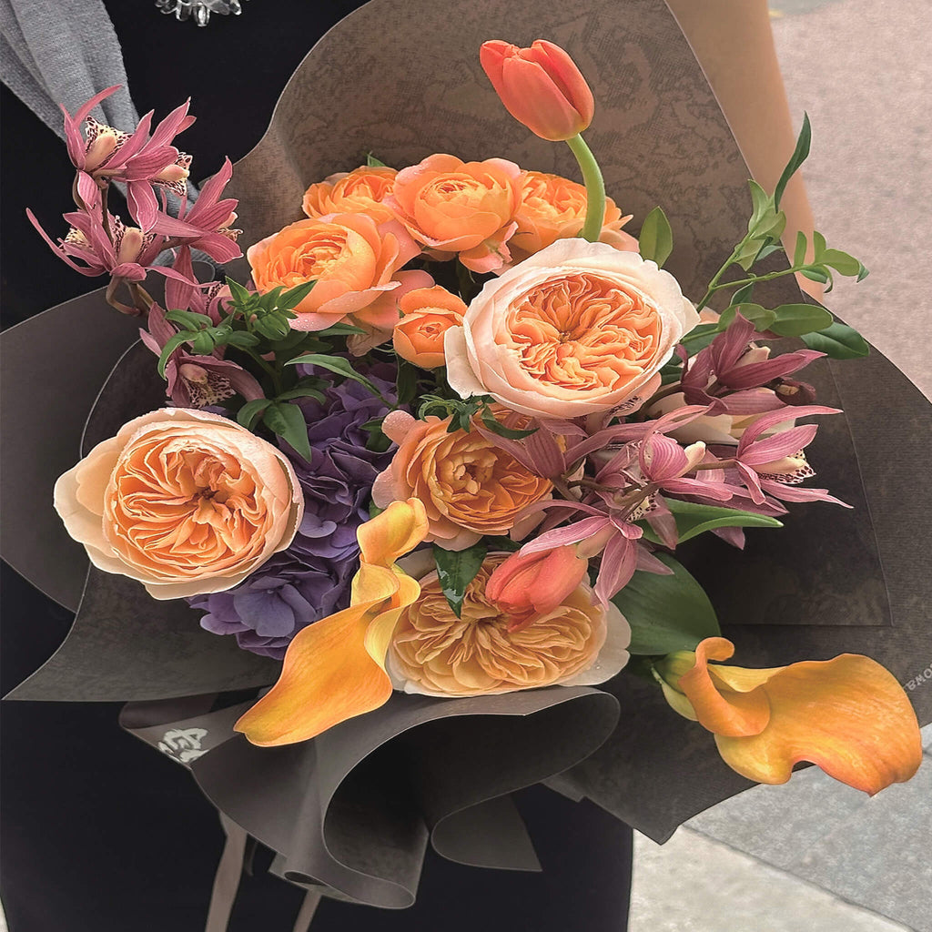 Boîte à fleurs ronde en velours 