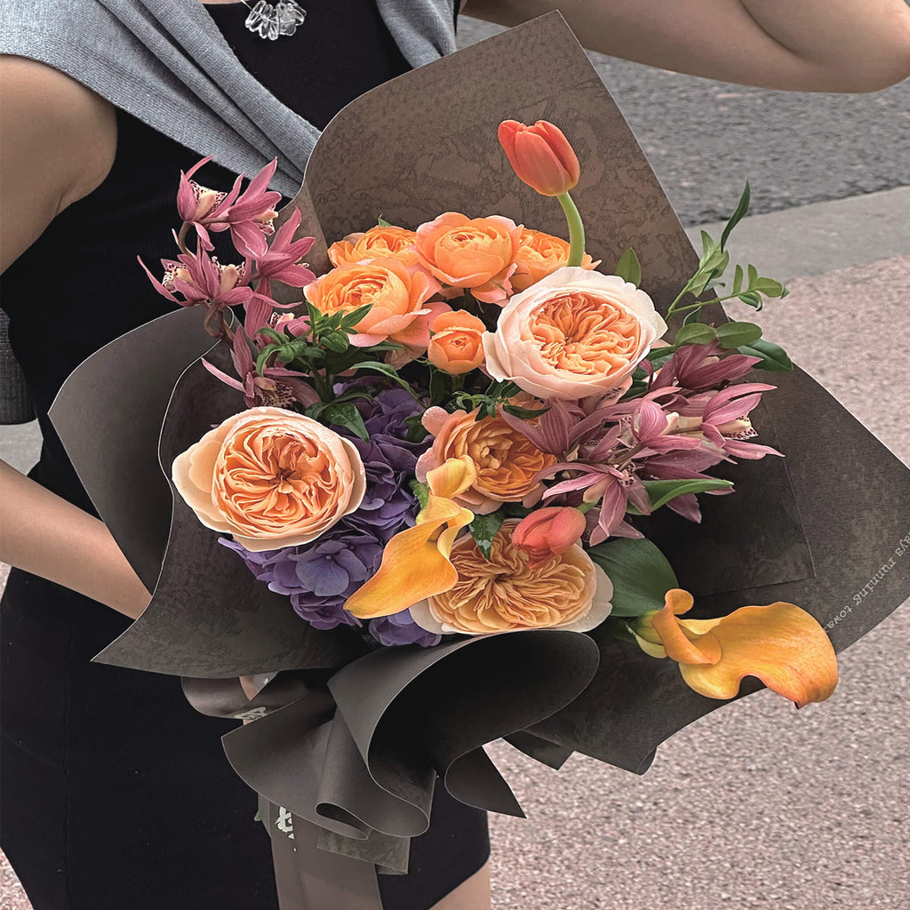 Boîte à fleurs ronde en velours 