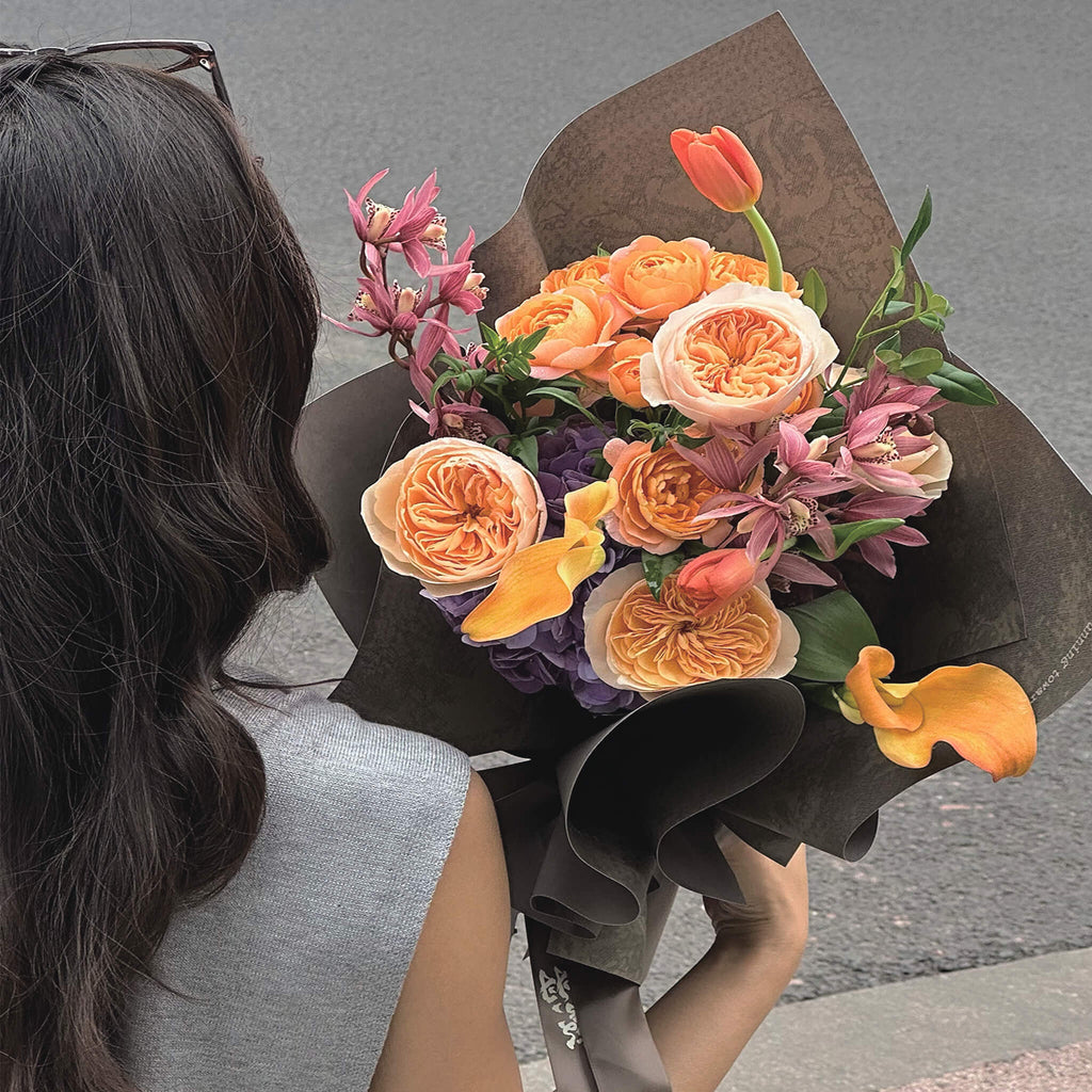 Boîte à fleurs ronde en velours 
