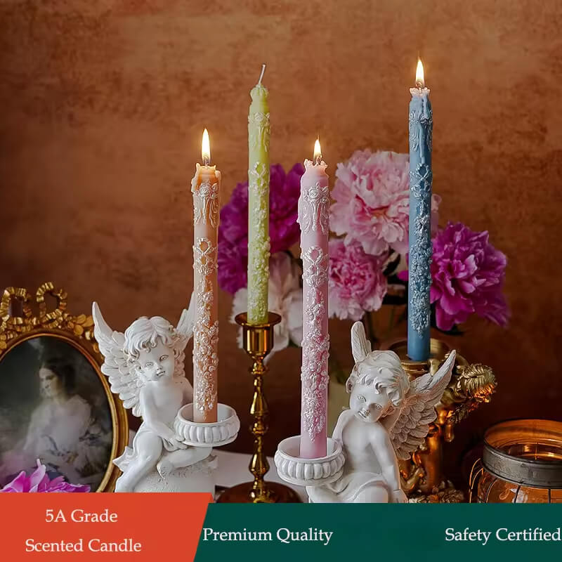 Embossed Pillar Taper Candle
