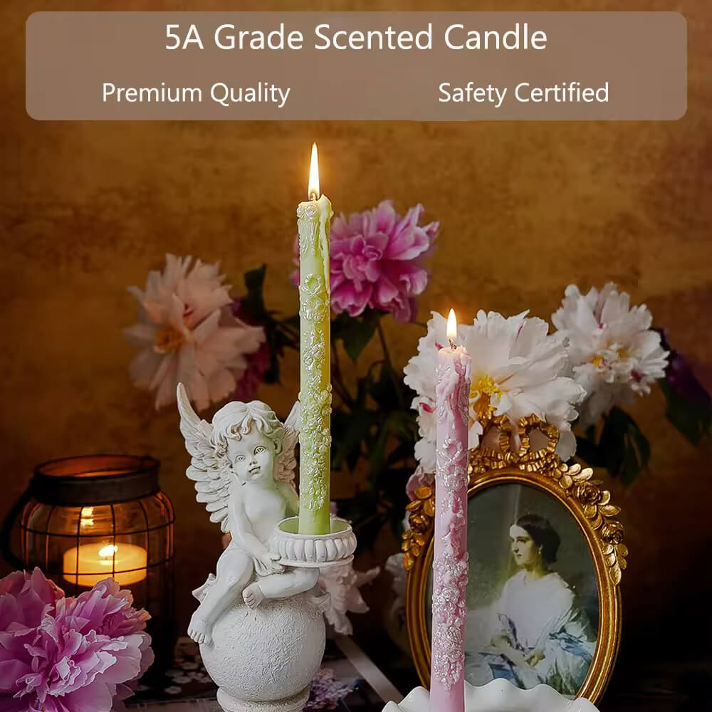 Embossed Pillar Taper Candle