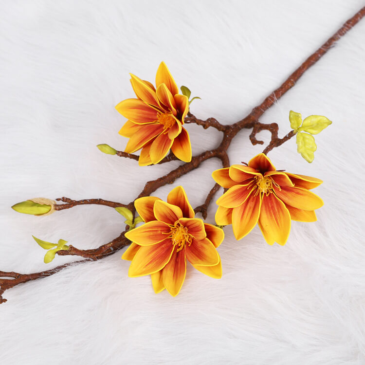 3 Heads Artificial Magnolia Flowers