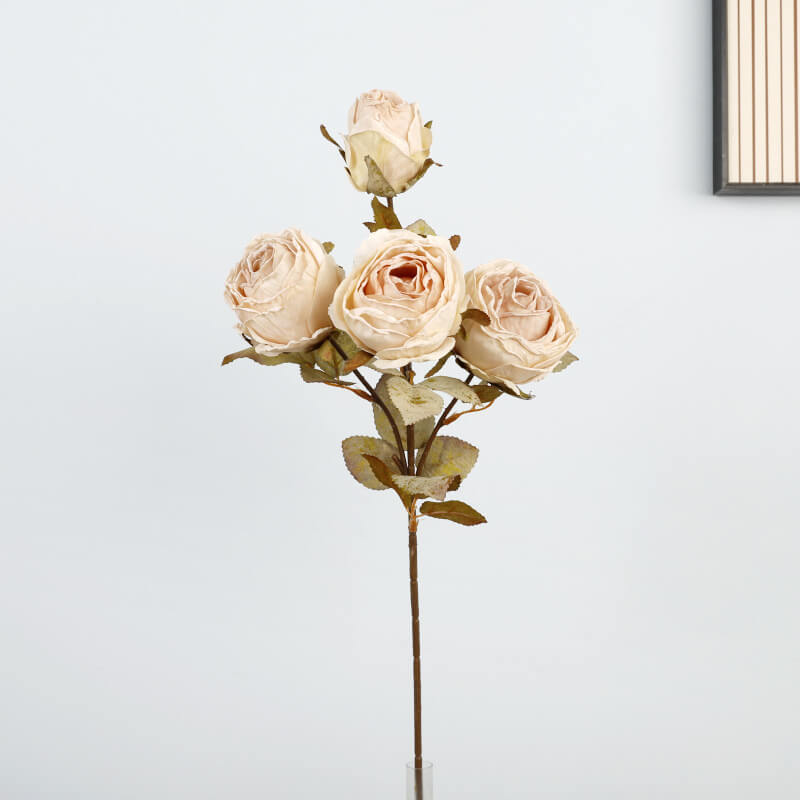 4 cabezas de rosas quemadas, flores falsas realistas