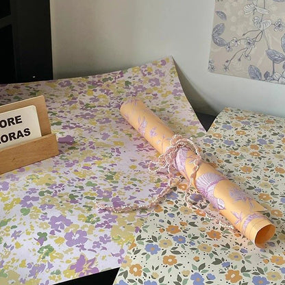 Pastoral Flower Wrapping Paper, 15 × 21.6 Inch, 10 Sheets
