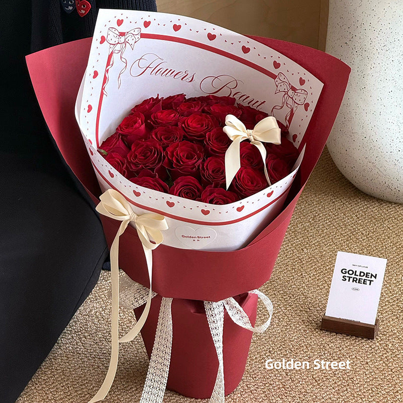 Caja de flores redonda de terciopelo 