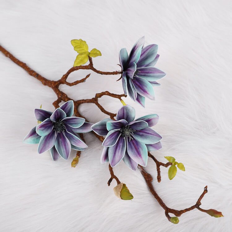Fleurs de magnolia artificielles à 3 têtes