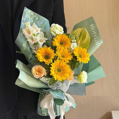 Boîte à fleurs ronde en velours 