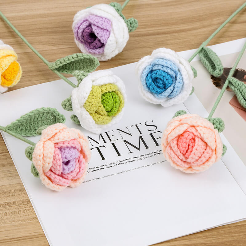 Crochet Tulip Sunflower Rose Artificial Flower