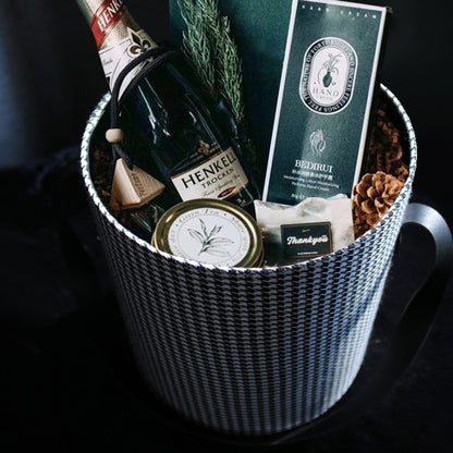 Boîte à fleurs ronde en velours 