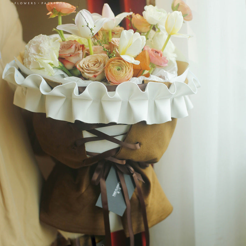 Boîte à fleurs ronde en velours 