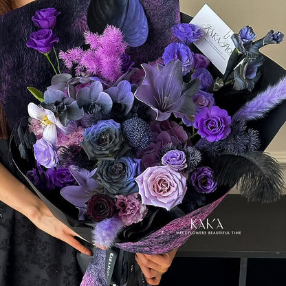 Caja de flores redonda de terciopelo 