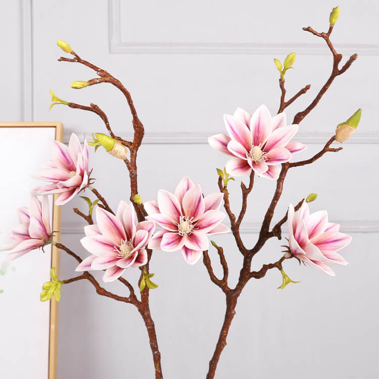 Fleurs de magnolia artificielles à 3 têtes