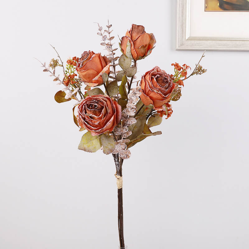 Retro Burnt Roses Artificial Flowers