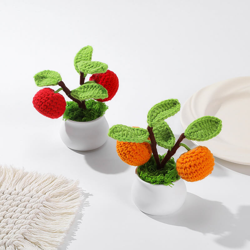 Finished Crochet Orange Potted Plant