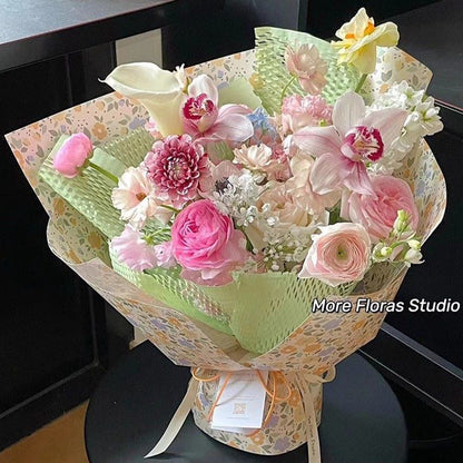 Pastoral Flower Wrapping Paper, 15 × 21.6 Inch, 10 Sheets