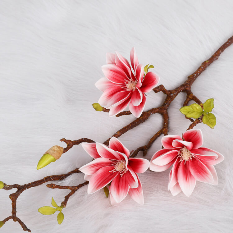 Fleurs de magnolia artificielles à 3 têtes