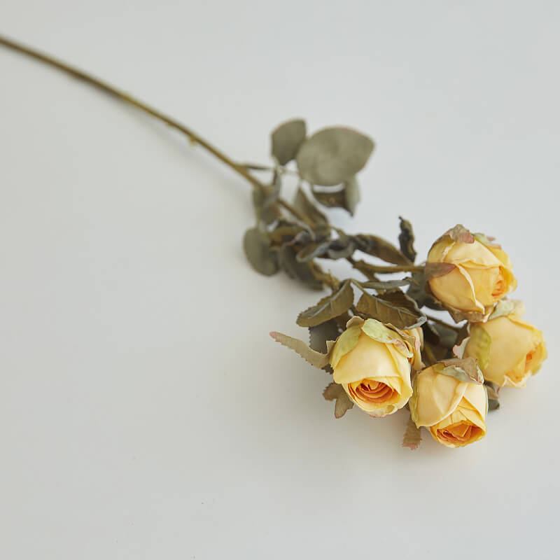 5 cabezas de flores artificiales de imitación de rosas quemadas