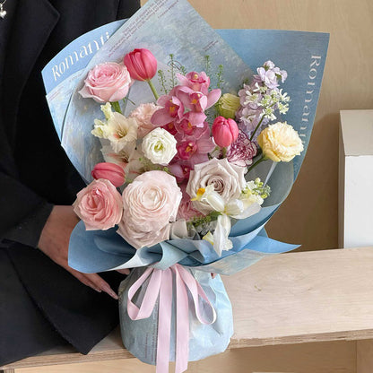 Boîte à fleurs ronde en velours 