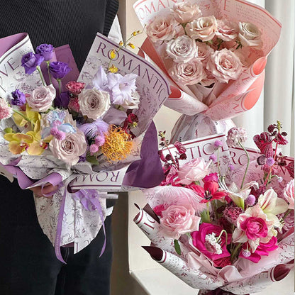 Art Flowers Wrapping Paper, 22.7 ×  22.7 Inch, 20 Sheets