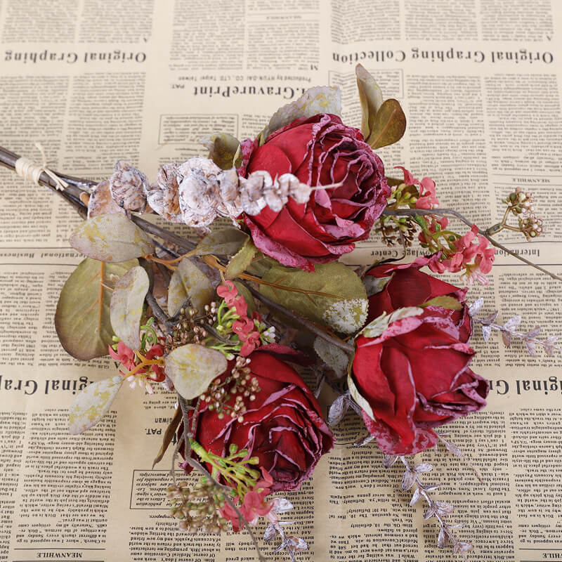 Retro Burnt Roses Artificial Flowers