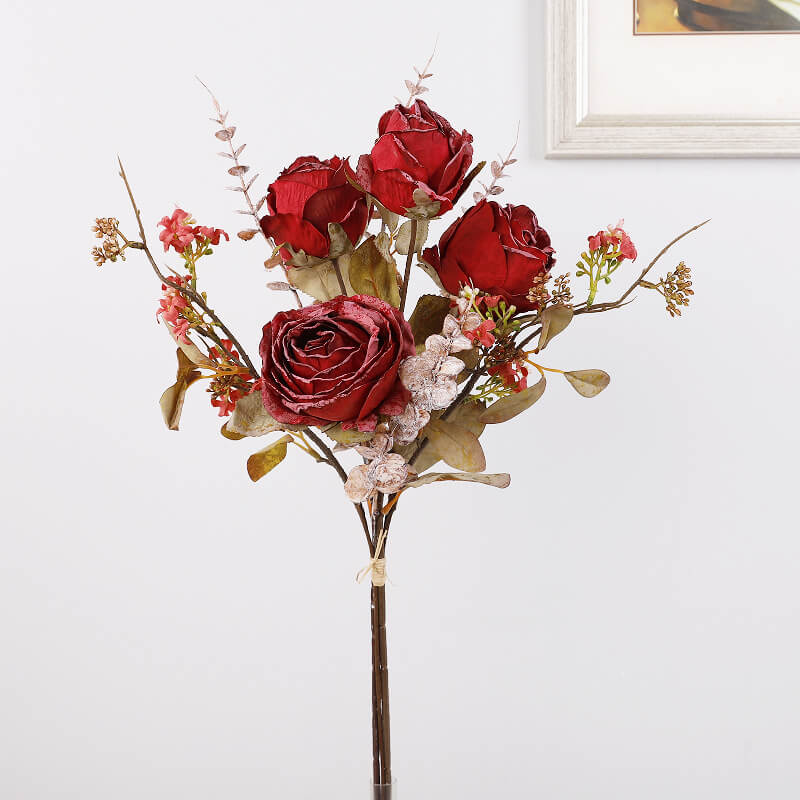 Retro Burnt Roses Artificial Flowers