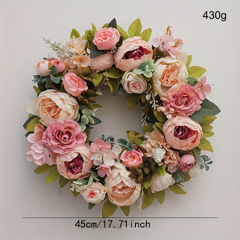Blooming Peony Fake Flower Wreath