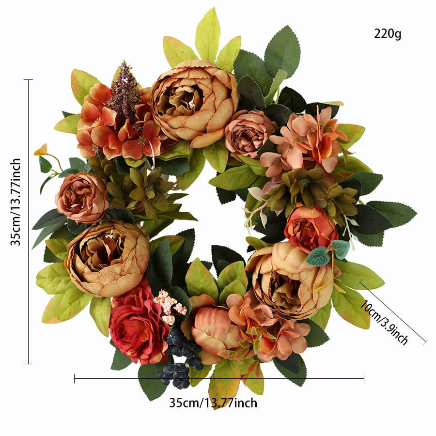 Blooming Peony Fake Flower Wreath