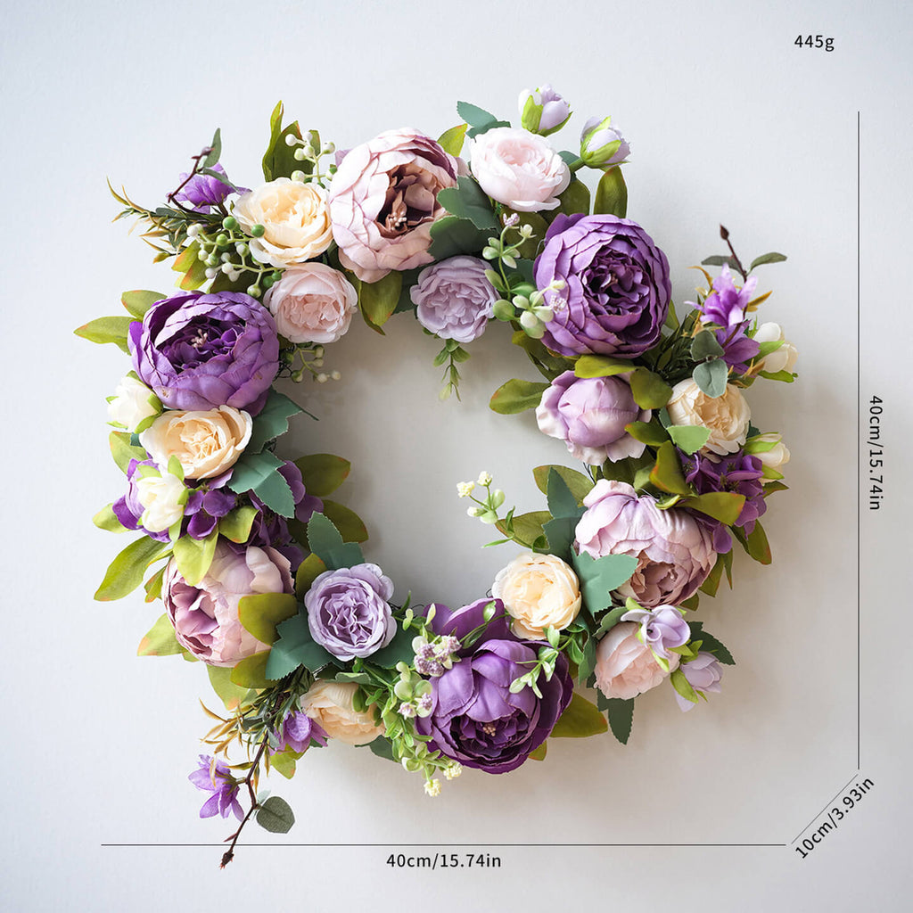 Blooming Peony Fake Flower Wreath