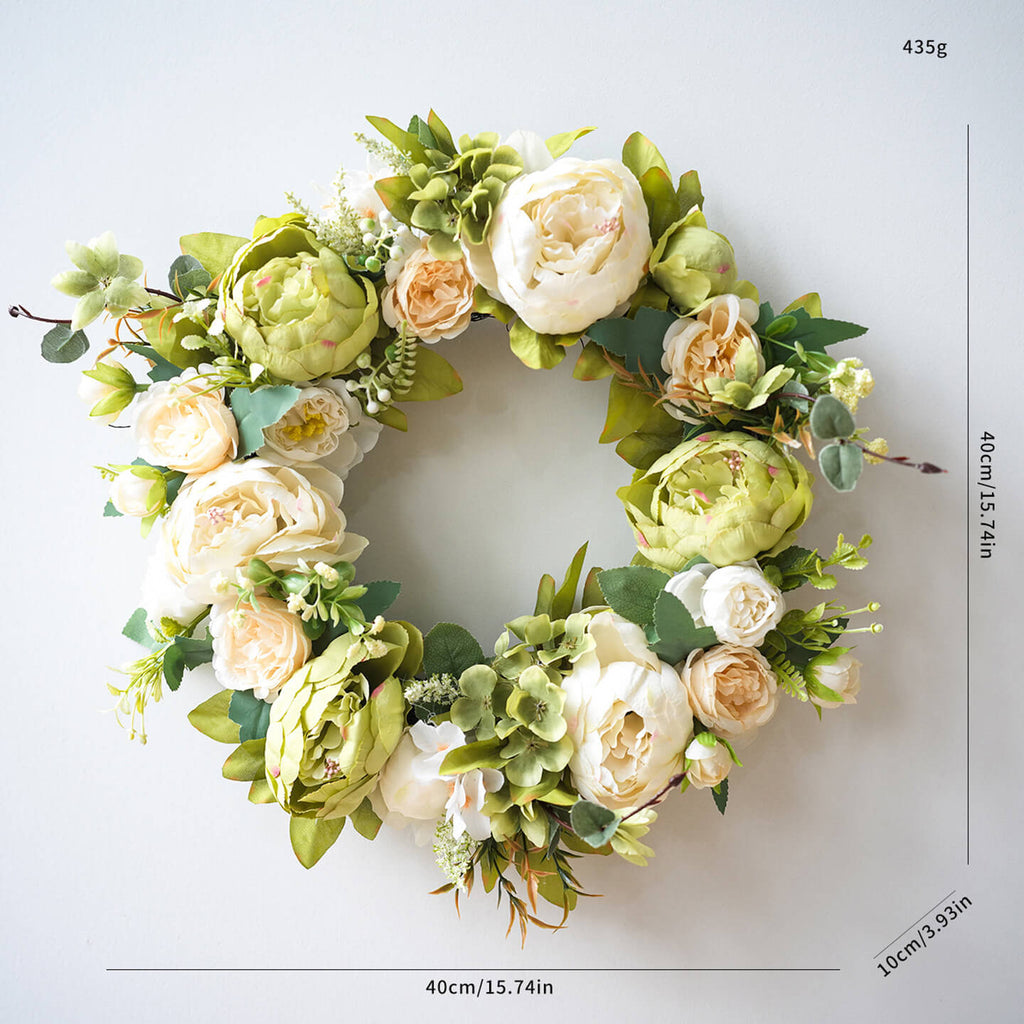 Blooming Peony Fake Flower Wreath