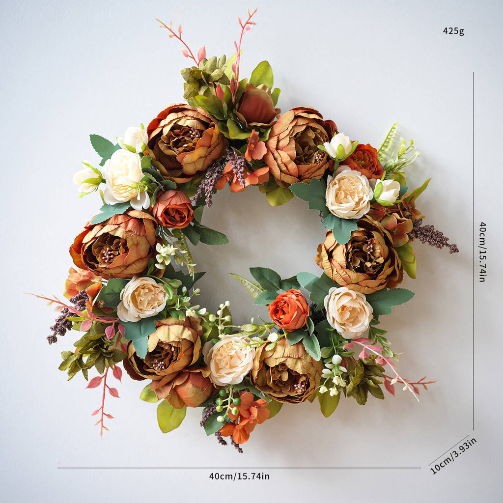 Blooming Peony Fake Flower Wreath